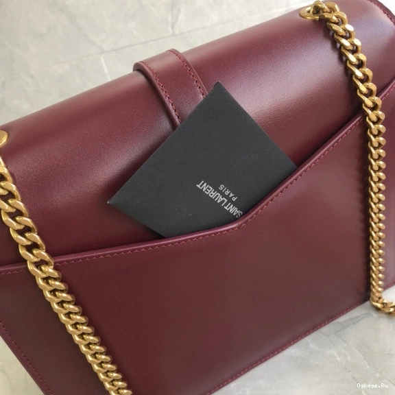 YSL BURGUNDY IN LEATHER SULPICE CHAIN MEDIUM BAG 0820